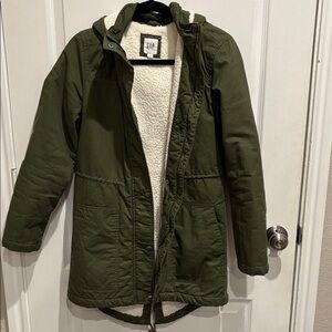 GAP Forest Military Olive Green Coat with Fleece Interior